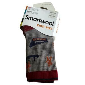 Smartwool Kids’ Hike Crew Socks L Park Explorer Print NWT Merino Wool